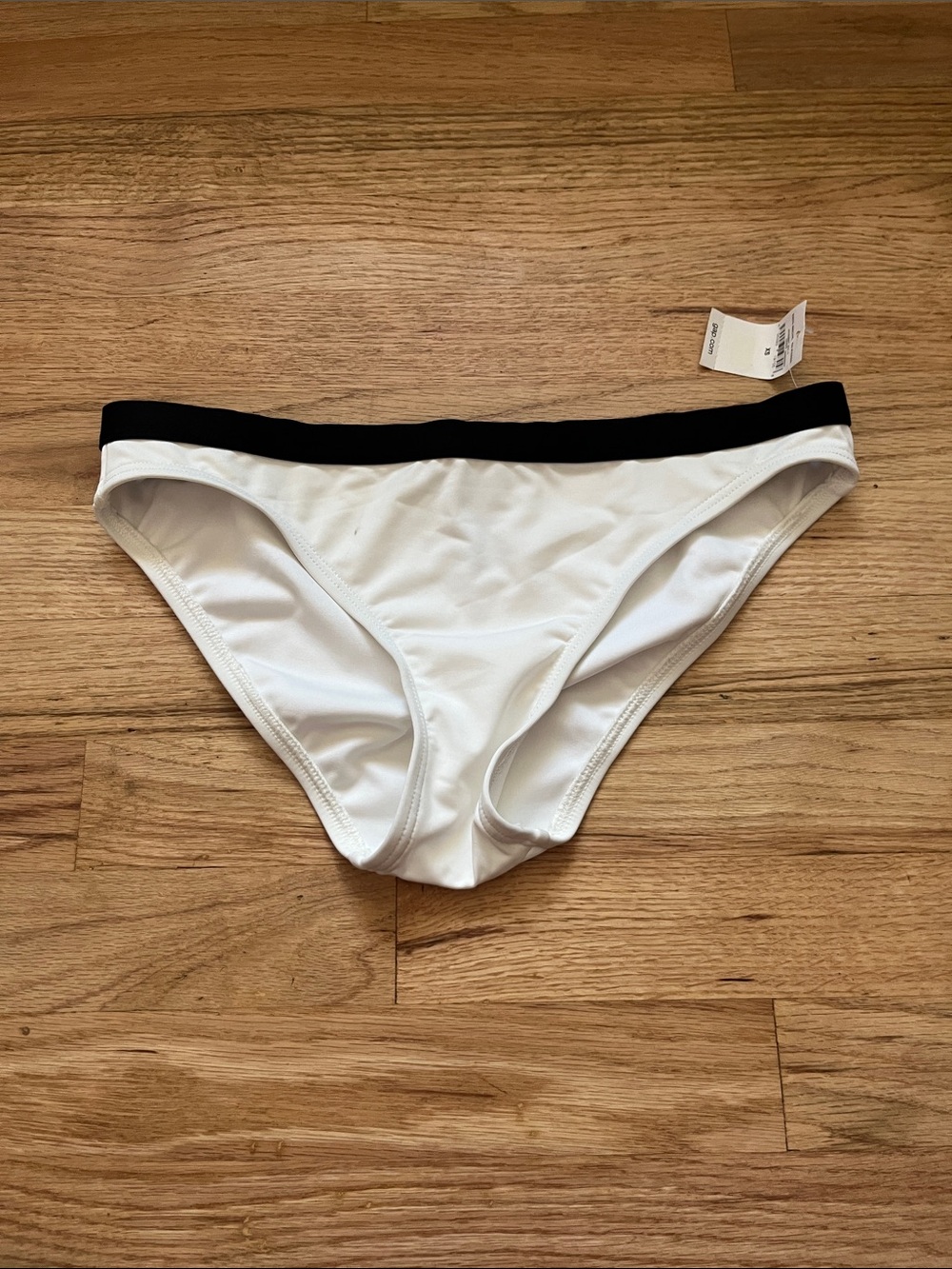 GAP White Bikini Bottom with Black Waistband